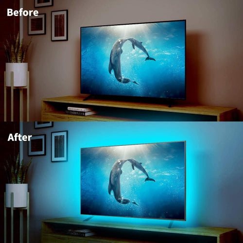 WINGOMART Smart LED Strip 2Meter 6.5FT USB Powered 16 Million Colors RGB led Light for Flat Screen TV LCD, Monitor, Under Cabinet, Bluetooth APP Control & Smart Music Sync