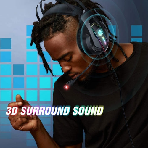 WINGOMART K16 Gaming Headset Over-ear 3.5mm LED Light Stereo Bass Game Headphones with Mic for PC Laptop Gamer Xbox One, PS5, PS4, PC, Nintendo Switch playstation 5 Gaming headset