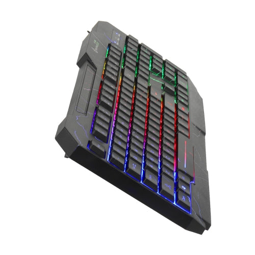 D620 Gaming Keyboard and Mouse Bundle Kit, Rainbow led Light effect Crack Backlit USB Computer Gaming Wired Keyboard and mice bundle set RGB LED Backlit 104 Keys and Mouse combo set