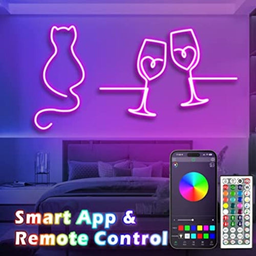 WINGOMART 16.4FT Neon Lights RGB LED Neon Rope Lights W/ Remote Control, Smart LED Neon Light Strip W/ smart APP LED Strip Lights waterproof for Indoors & Outdoors