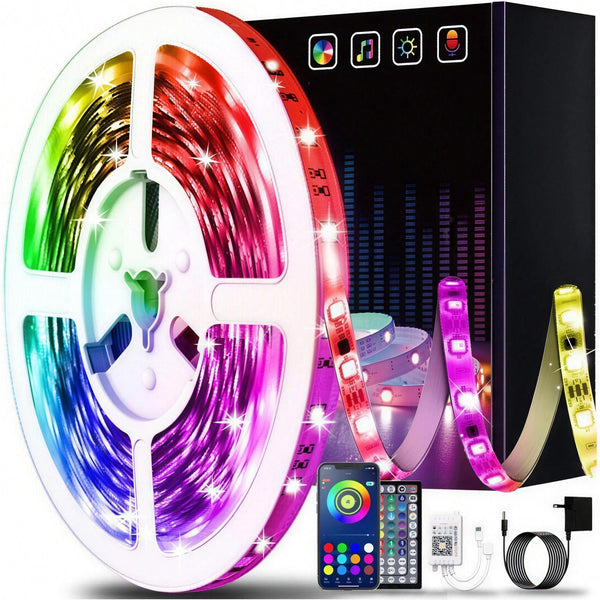 Ruban lumineux DEL RGB 5050 de 16,4 pi, application, télécommande et synchro musicale
