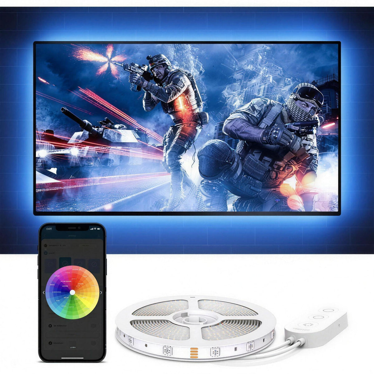 WINGOMART 6.5 ft USB TV LED Backlight Strip: led strip light for tv backlight, TV backlight strip glowing behind screen