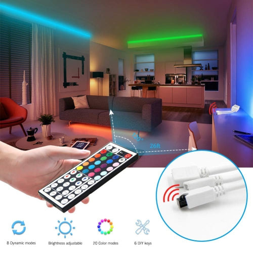 LED Strip Light Kit 16.4ft/5m Flexible Color Changing RF Remote Led Lights Strips 5050 RGB