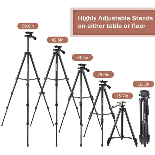 10" 25Cm Selfie LED Ring Light with 50" Extendable Tripod & Flexible Phone Holder, Upgraded Dimmable Camera Ring Light for TikTok/YouTube/Makeup/Photography w/ remote control