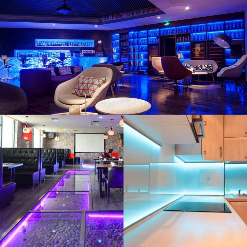 Smart Lighting 10m (32.8ft) LED Strip Light Kit - 300 LEDs - 5050 RGB - Waterproof - Flexible Color Changing with 44 Keys IR Remote Controller & 12V Power Supply (2 x 5M Strips)