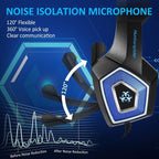 Gaming Headset w/Mic for Xbox One, PS5, PS4, PC, Nintendo Switch playstation 5 - Stereo Bass Headphones - 3.5mm - Lightweight Over Ear Headphones with LED Light, Volume Control, Noise Canceling