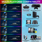 Gaming Headset w/Mic for Xbox One, PS5, PS4, PC, Nintendo Switch playstation 5 - Stereo Bass Headphones - 3.5mm - Lightweight Over Ear Headphones with LED Light, Volume Control, Noise Canceling