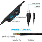 Gaming Headset w/Mic for Xbox One, PS5, PS4, PC, Nintendo Switch playstation 5 - Stereo Bass Headphones - 3.5mm - Lightweight Over Ear Headphones with LED Light, Volume Control, Noise Canceling