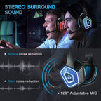 Gaming Headset w/Mic for Xbox One, PS5, PS4, PC, Nintendo Switch playstation 5 - Stereo Bass Headphones - 3.5mm - Lightweight Over Ear Headphones with LED Light, Volume Control, Noise Canceling