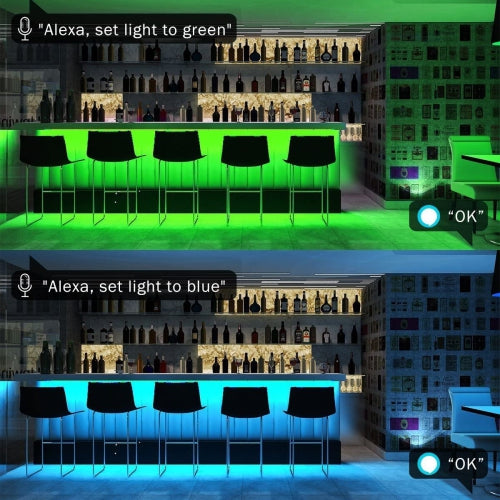 10M 32.8ft LED Strip Lights Smart Phone APP Controlled Sync to Music Waterproof RGB Light Strips Kit compatible W/ Amazon alexa & google IFTTT