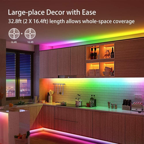10M 32.8ft LED Strip Lights Smart Phone APP Controlled Sync to Music Waterproof RGB Light Strips Kit compatible W/ Amazon alexa & google IFTTT