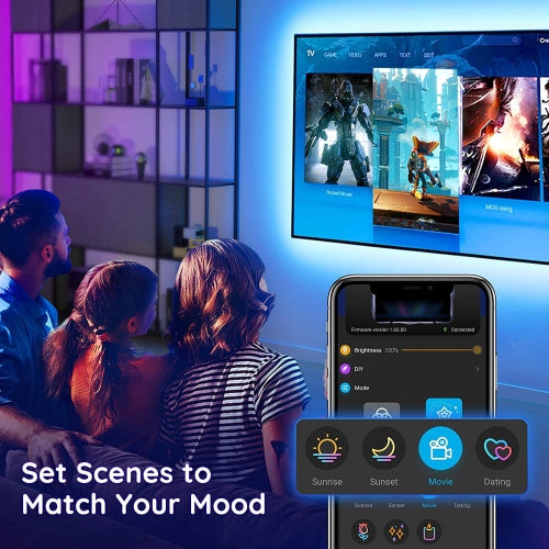 WINGOMART Smart LED Strip 2Meter 6.5FT USB Powered 16 Million Colors RGB led Light for Flat Screen TV LCD, Monitor, Under Cabinet, Bluetooth APP Control & Smart Music Sync