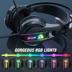 WINGOMART K16 Gaming Headset Over-ear 3.5mm LED Light Stereo Bass Game Headphones with Mic for PC Laptop Gamer Xbox One, PS5, PS4, PC, Nintendo Switch playstation 5 Gaming headset
