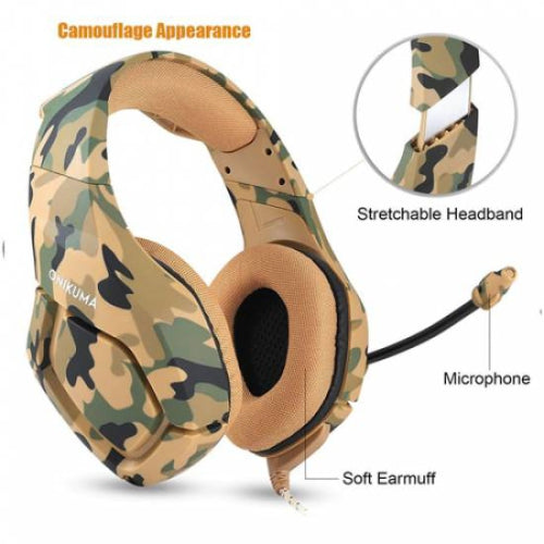 WINGOMART K1B Camouflage Gaming Headset Over-ear 3.5mm Stereo Bass Game Headphones with Mic for PC Laptop Gamer Xbox One, PS5, PS4, PC, Nintendo Switch playstation 5 Gaming headset