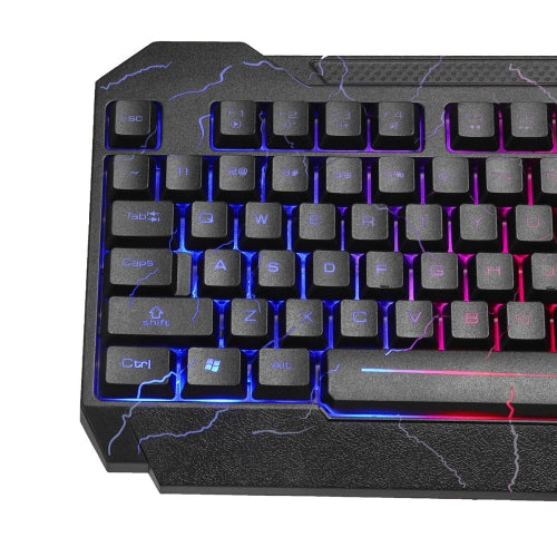 D620 Gaming Keyboard and Mouse Bundle Kit, Rainbow led Light effect Crack Backlit USB Computer Gaming Wired Keyboard and mice bundle set RGB LED Backlit 104 Keys and Mouse combo set