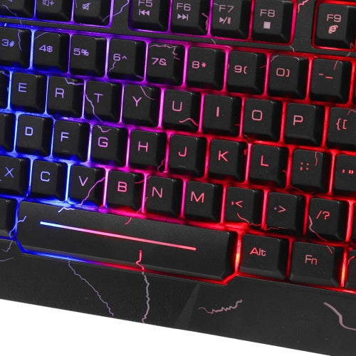 D620 Gaming Keyboard and Mouse Bundle Kit, Rainbow led Light effect Crack Backlit USB Computer Gaming Wired Keyboard and mice bundle set RGB LED Backlit 104 Keys and Mouse combo set