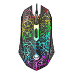 D620 Gaming Keyboard and Mouse Bundle Kit, Rainbow led Light effect Crack Backlit USB Computer Gaming Wired Keyboard and mice bundle set RGB LED Backlit 104 Keys and Mouse combo set