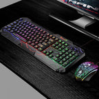 D620 Gaming Keyboard and Mouse Bundle Kit, Rainbow led Light effect Crack Backlit USB Computer Gaming Wired Keyboard and mice bundle set RGB LED Backlit 104 Keys and Mouse combo set