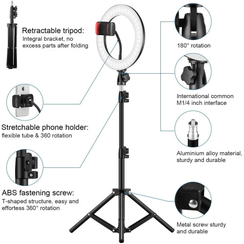 14" RGB Led Ring Light Kit W/ Tripod Stand & Phone Holder, 26 Colors RGB Lighting Scenes Dimmable Selfie for TikTok/YouTube/Live Stream/Makeup/Photography - With remote control