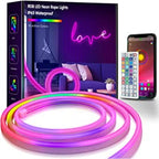WINGOMART 16.4FT Neon Lights RGB LED Neon Rope Lights W/ Remote Control, Smart LED Neon Light Strip W/ smart APP LED Strip Lights waterproof for Indoors & Outdoors