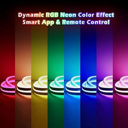 WINGOMART 16.4FT Neon Lights RGB LED Neon Rope Lights W/ Remote Control, Smart LED Neon Light Strip W/ smart APP LED Strip Lights waterproof for Indoors & Outdoors