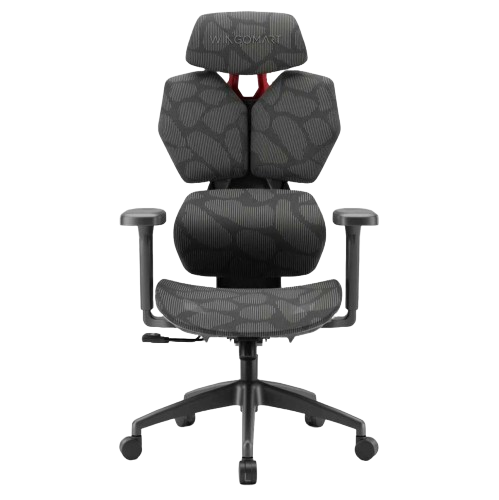 WINGOMART Ergonomic Gaming Chair W/ Adjustable Lumbar Support & 3D Armrests, Reclining Executive Mesh Office Chair with the most Advanced 3D Adaptive Support System - Black / Red
