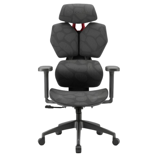 WINGOMART Ergonomic Gaming Chair W/ Adjustable Lumbar Support & 3D Armrests, Reclining Executive Mesh Office Chair with the most Advanced 3D Adaptive Support System - Black / Red