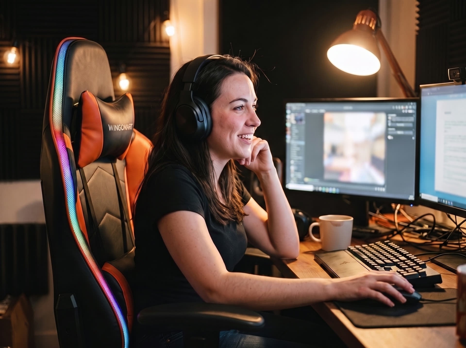Streamer in a WINGOMART chair