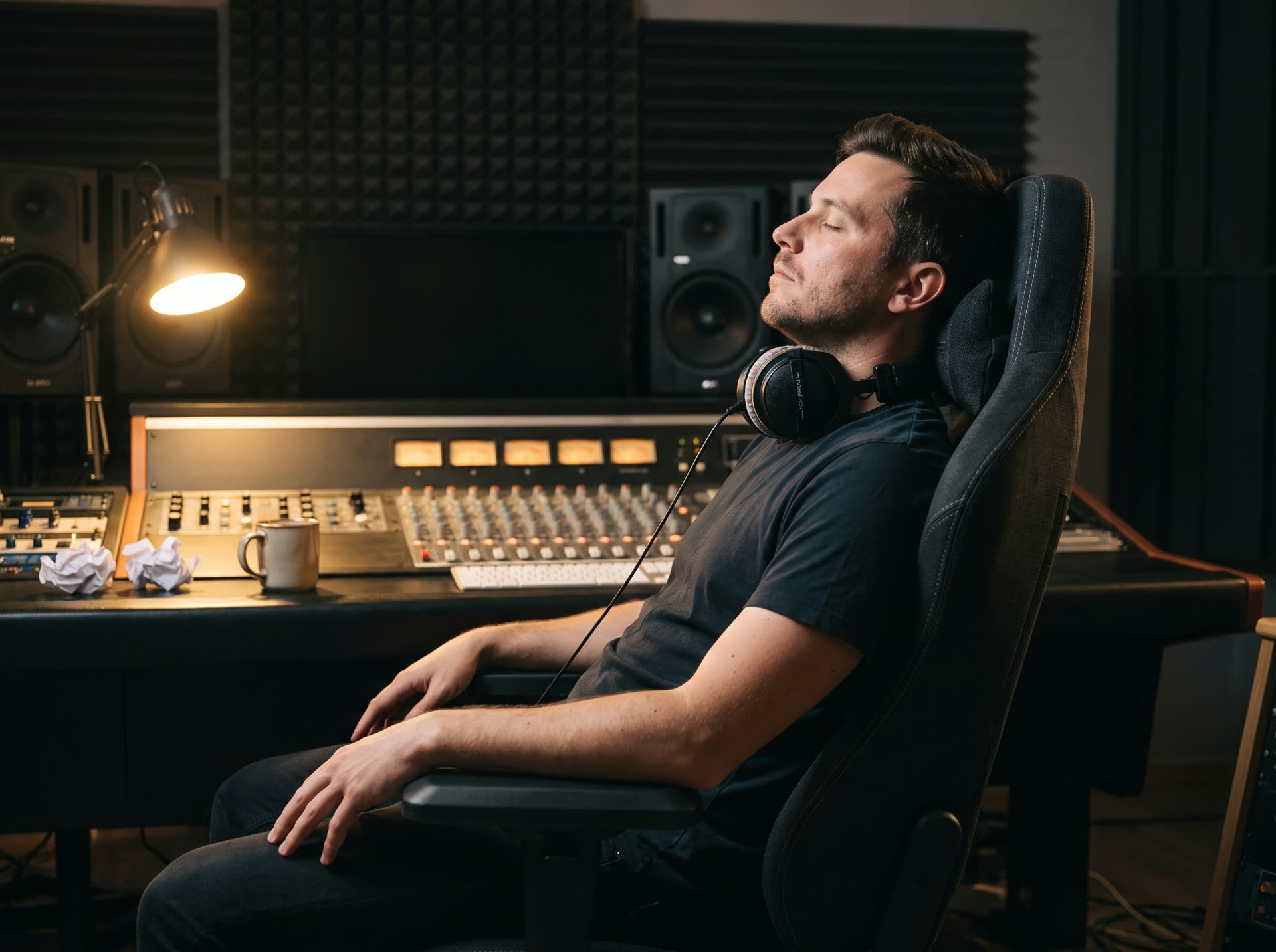 Music producer in a WINGOMART chair