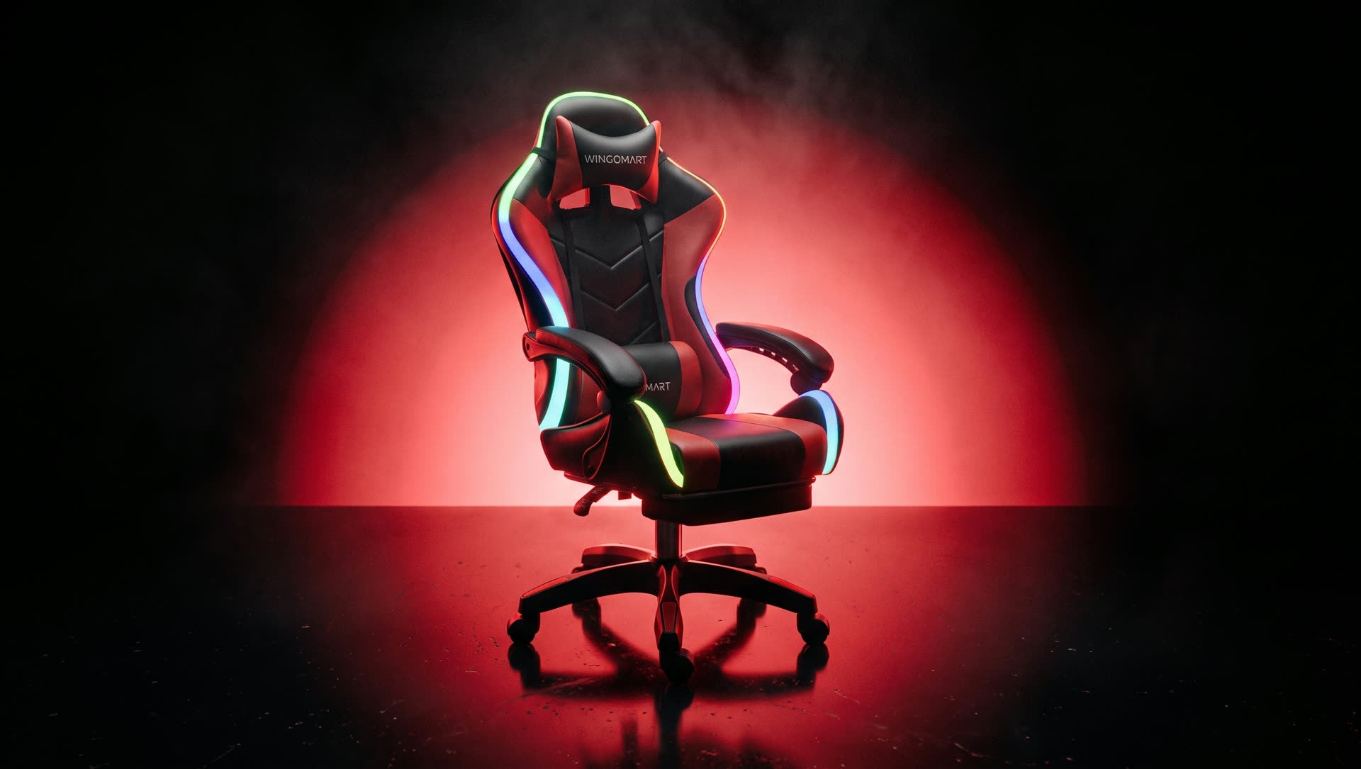 WINGOMART RGB PRO gaming chair in Black / Red