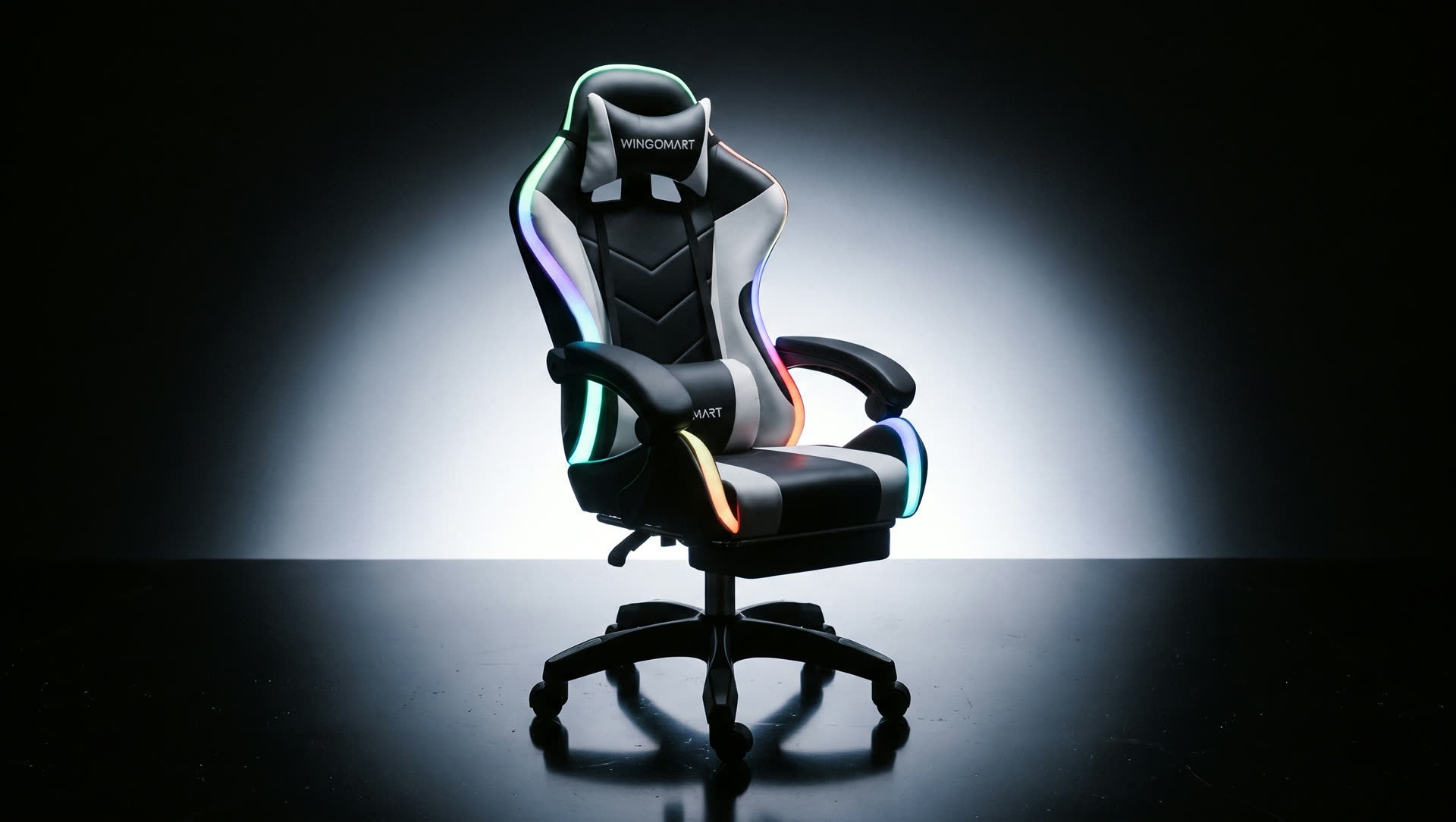 WINGOMART RGB PRO gaming chair in Black / White