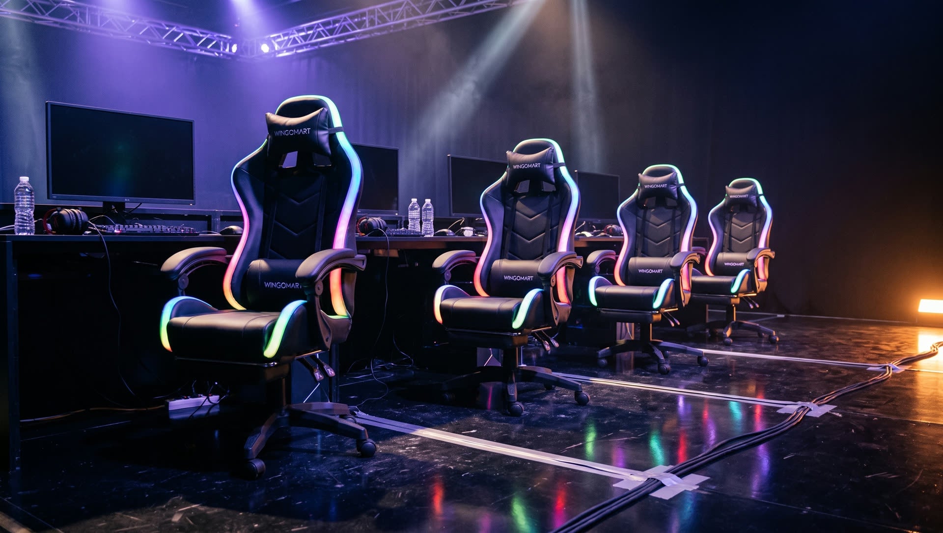 Esports arena stage with WINGOMART chairs
