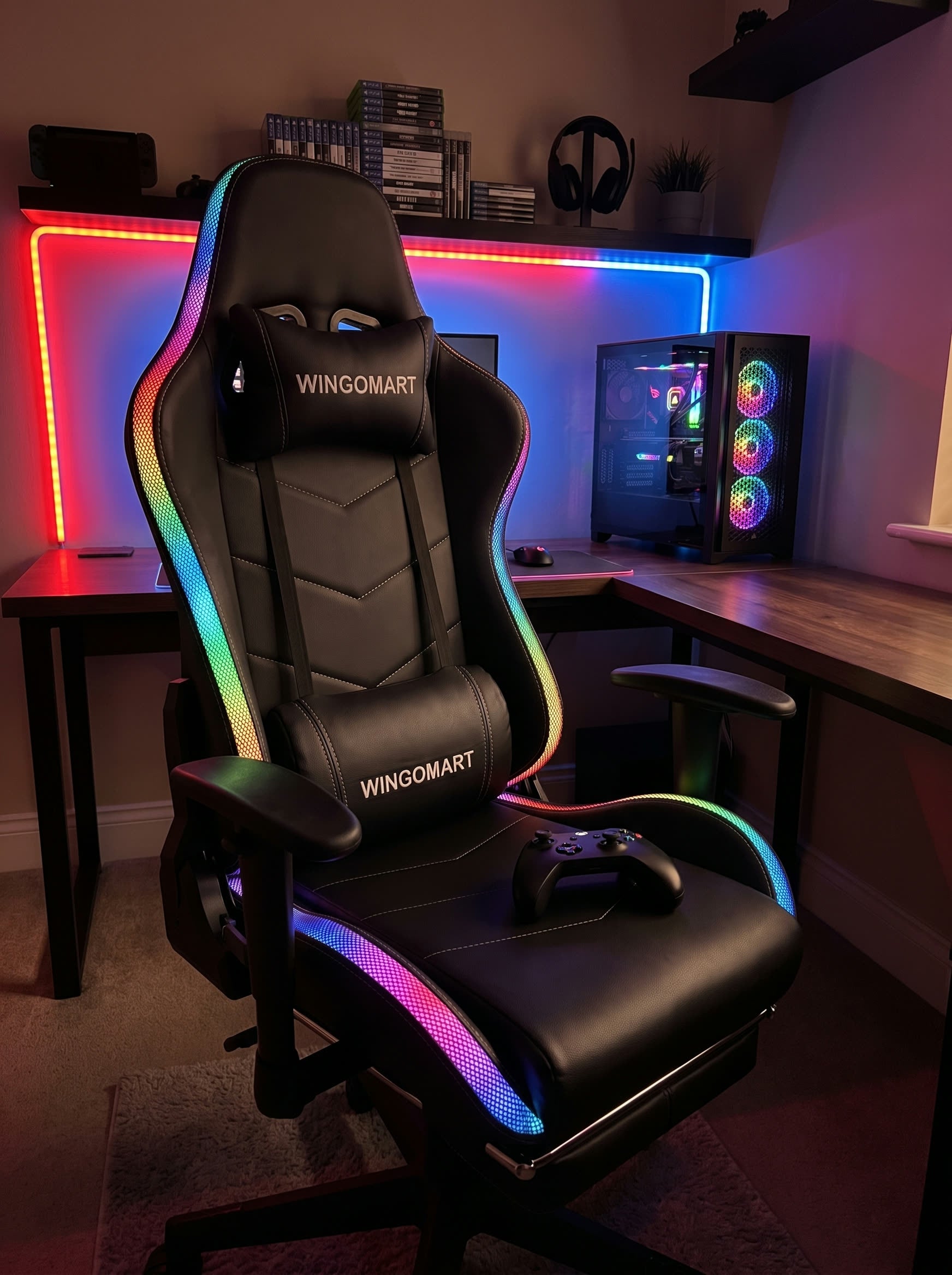 Sample photo: RGB PRO chair in a home battle station